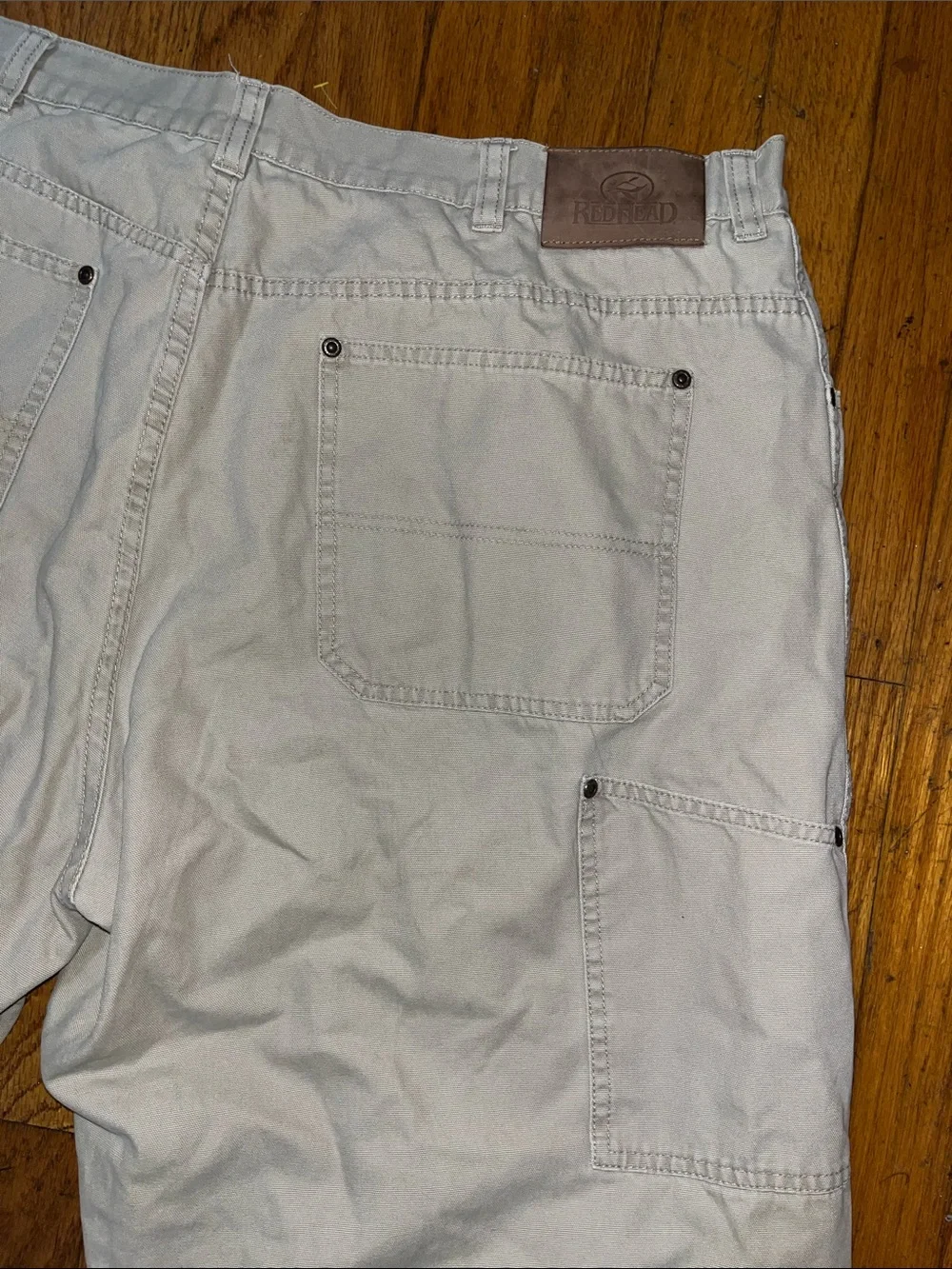 RedHead Flannel Lined Men's Casual Khaki Cargo Work Pants - Light Beige Size 42